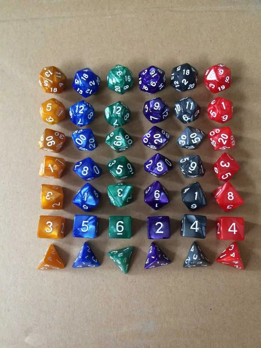 Colorful Pearl Polyhedral Dice Set for Tabletop RPGs