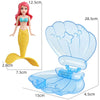 A mermaid figurine and a translucent blue floating bath toy are shown together.