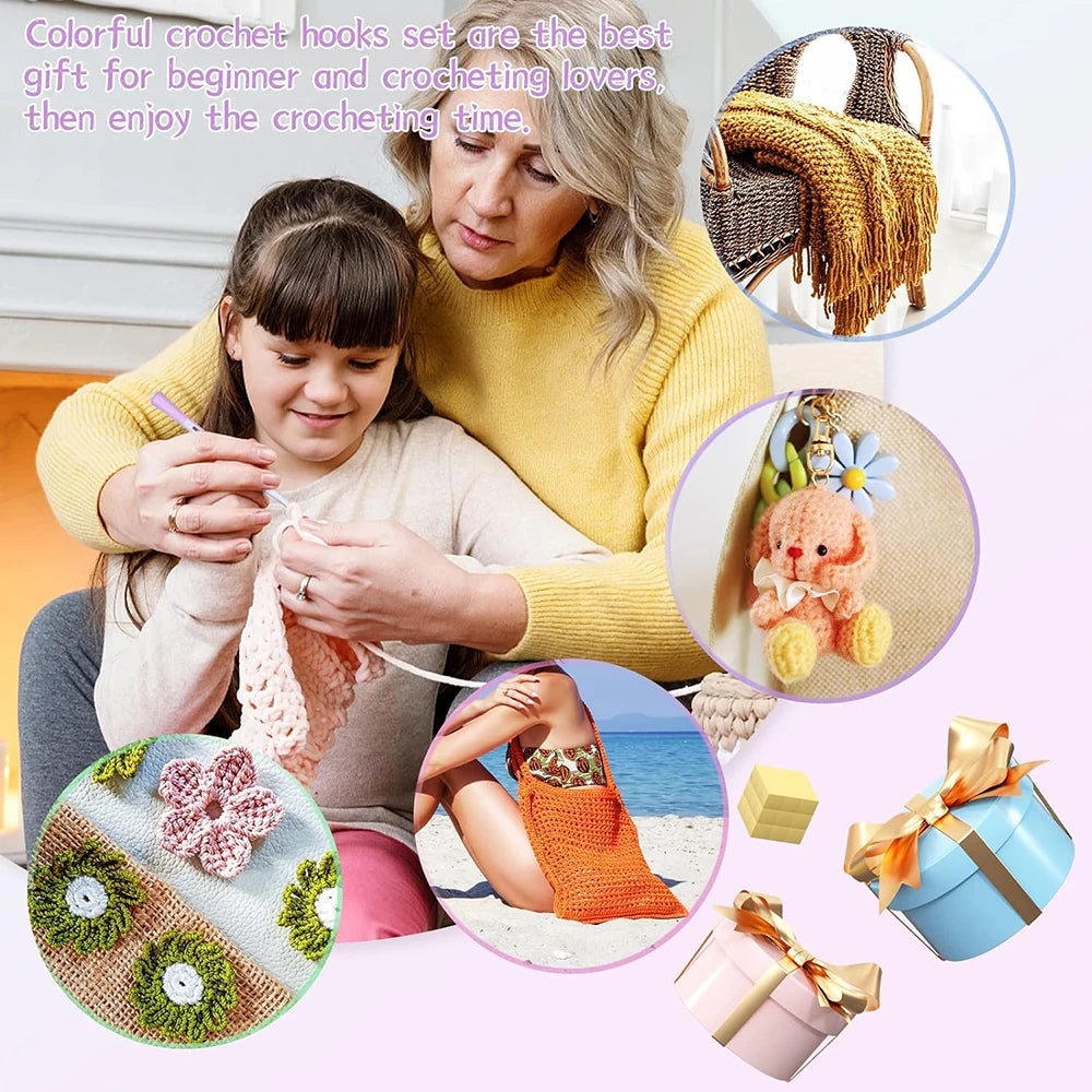 Ergonomic Non-Slip Crochet Hook Set (8 Sizes)