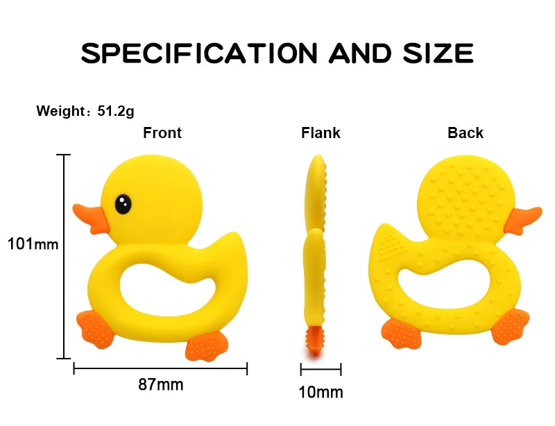 Adorable Duck Silicone Baby Teether with Clip