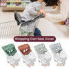 Various colored shopping cart seat covers including green, orange, light green, and white options.