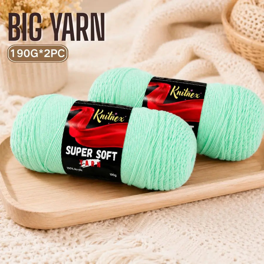 Two skeins of bright mint green super soft acrylic yarn for knitting and crochet
