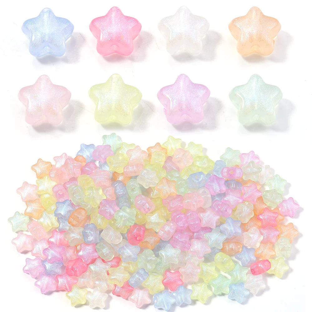 Mermaid Star Acrylic Beads – 10mm Luminous Loose Beads for DIY Jewelry