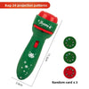 Green Christmas projection flashlight with a red tip and three random cards.