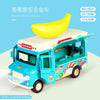 A yellow banana induction alloy car model of a food truck with lights and sound features.