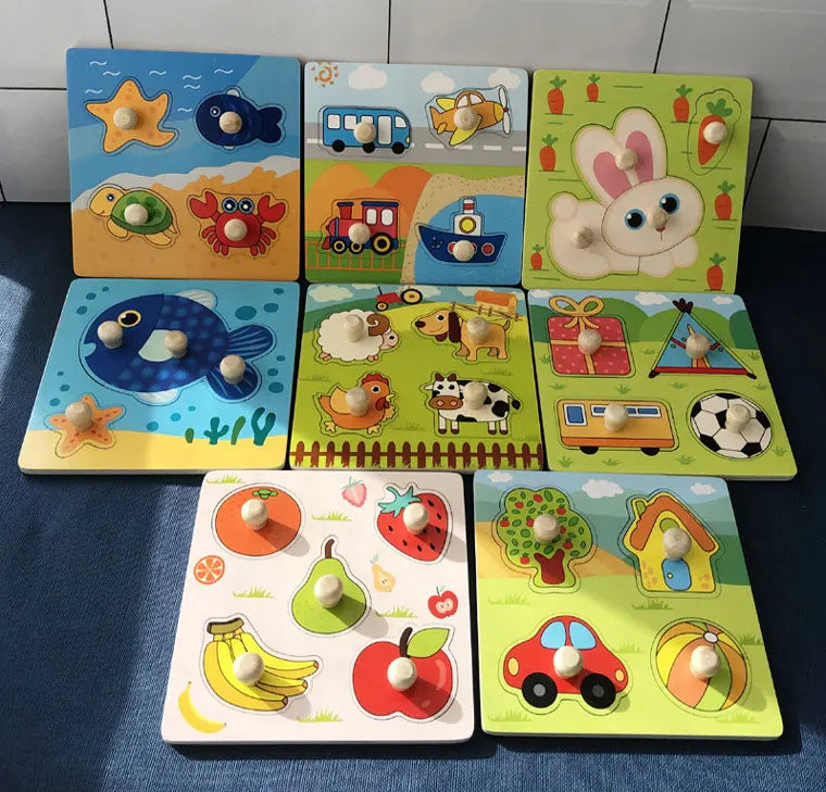 Wooden Alphabet & Number Peg Puzzles for Toddlers
