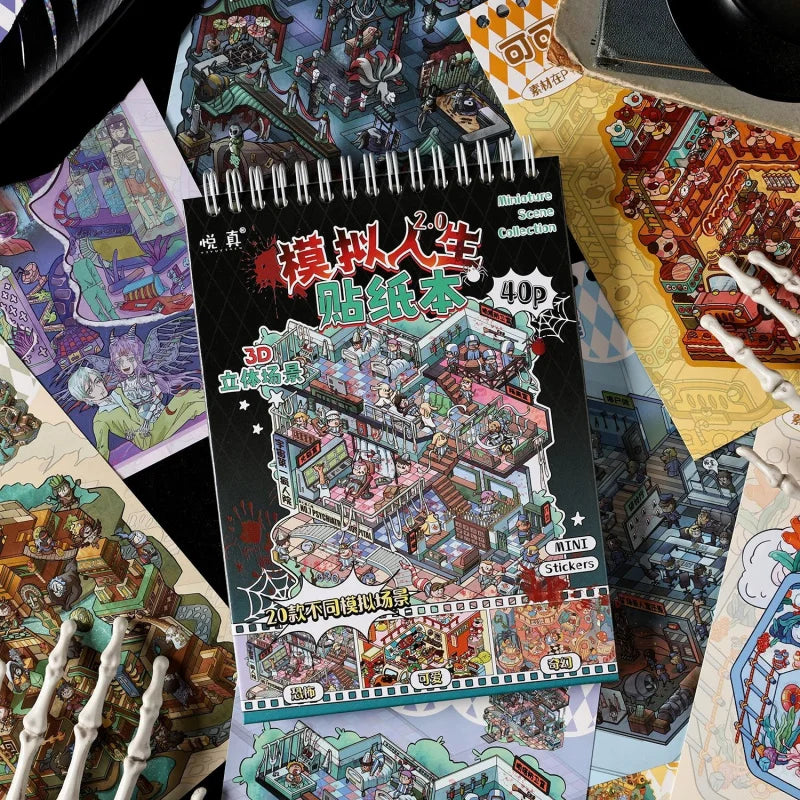 3D Cartoon Sticker Book with 40 Large-Size Stickers