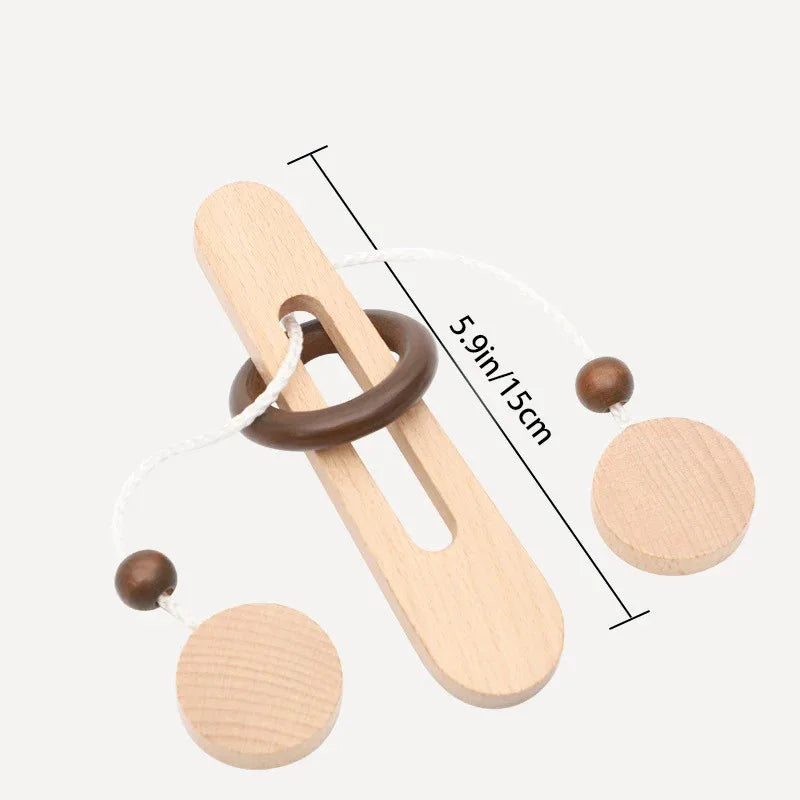 3D Wooden Interlocking Ring Puzzle – Brain Teaser for Kids and Adults