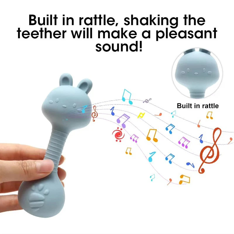 Rabbit Ear Silicone Baby Rattle & Teether Set