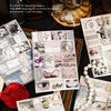 A collection of retro day and night poetry die-cut sticker sheets for journaling and scrapbooking displayed on a dark surface