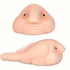 A soft, pink squishy blobfish stress relief toy with a smooth, rounded shape.