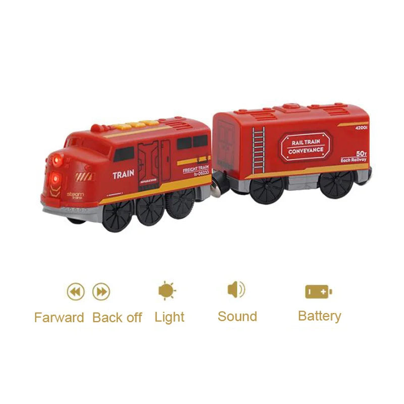 Wooden Train Set with Racing Track for Kids