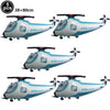 Five silver and blue foil balloon airplane models for birthday party decor