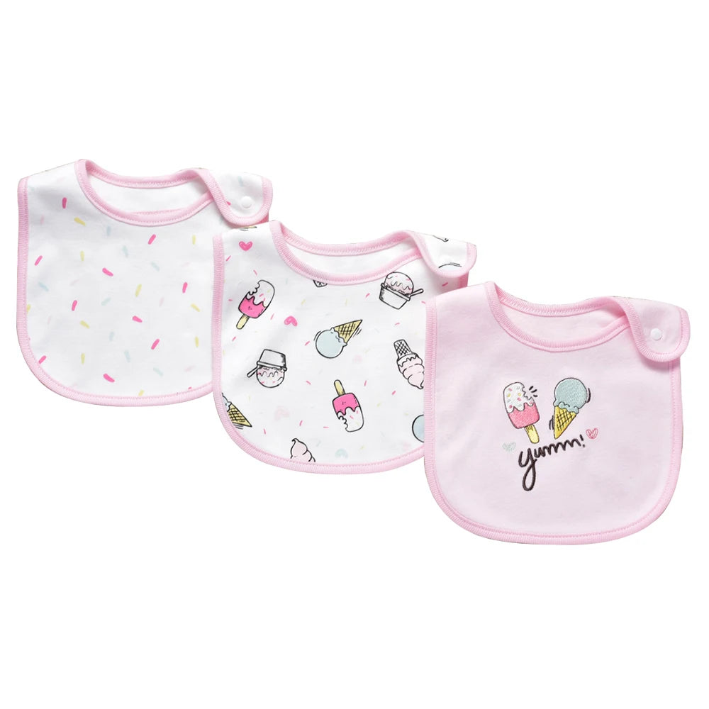 Soft Cotton Baby Bibs (3-Pack) with Cartoon Prints