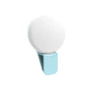 A portable LED selfie ring light with a white circular light and a light blue clip.