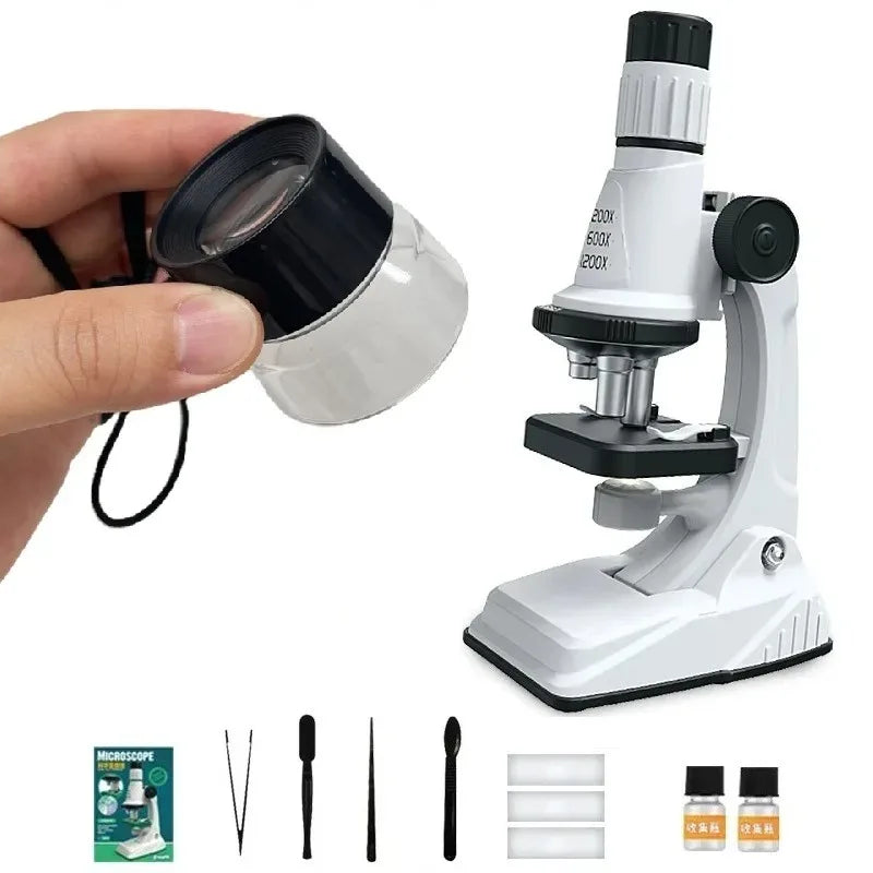Kids Pocket Microscope with LED Light - 200x to 1200x Zoom for STEM Learning