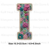 Floral letter T patch made of fabric flowers for DIY clothing and accessories