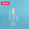 A clear glass spray bottle with a fine mist pump is shown against a light blue background.