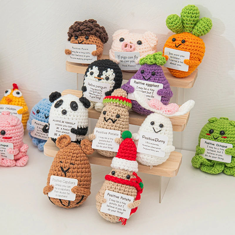 Handmade Crochet Positive Doll with Hugging Card