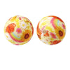 A pair of round silicone beads featuring a vibrant floral and rainbow pattern for jewelry making