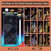 A package of 12 pieces of glow-in-the-dark scratch art bookmarks featuring famous scenery like the Eiffel Tower and landmarks