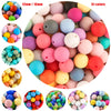 A variety of colorful silicone round beads in 51 colors are displayed, showing different shades and textures.