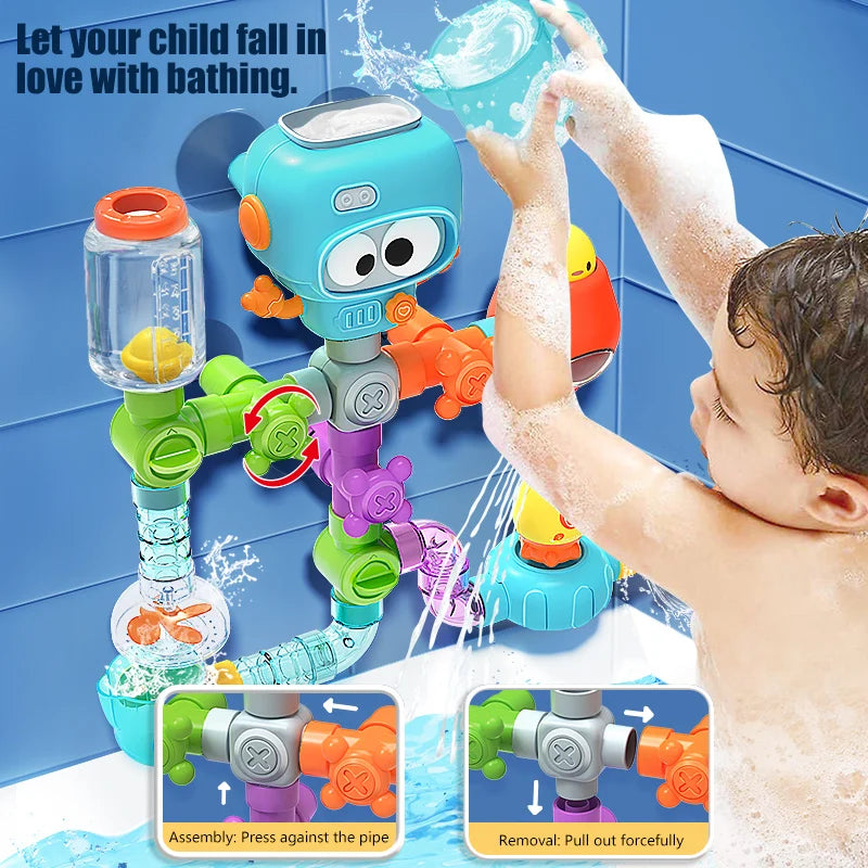 Octopus Suction Cup Bath Toy Building Set with Water Spinners