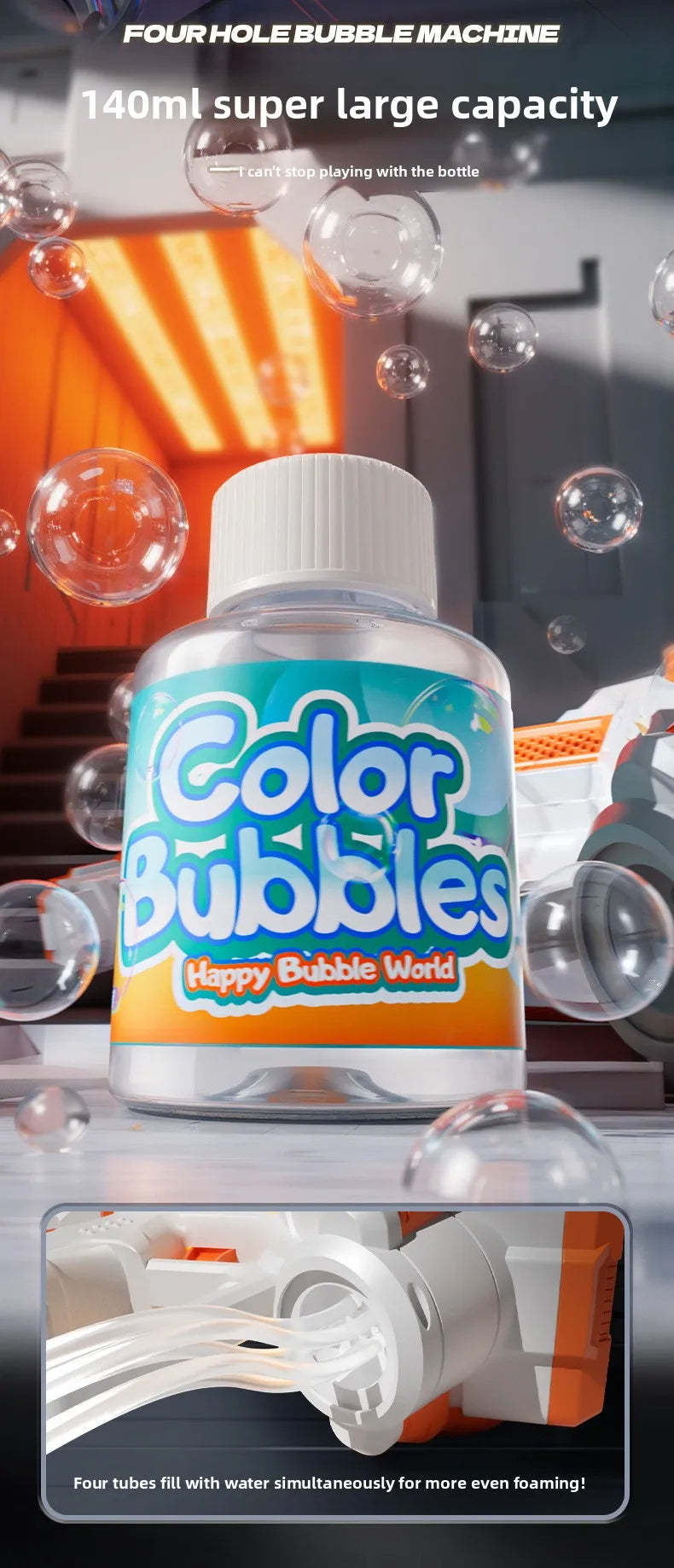 Electric Bubble Gun for Kids – Fully Automatic Rocket Launcher Bubble Machine