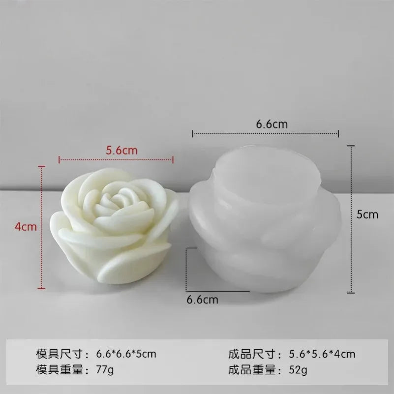 White silicone mold shaped like a rose flower for candle making soap and cake baking