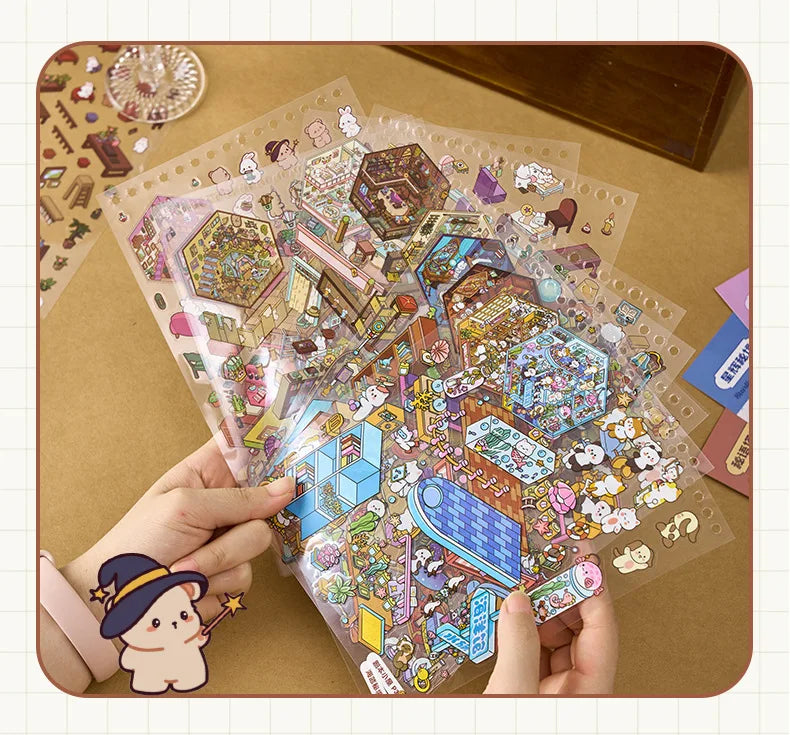 3D Landscape Sticker Collection Book for Scrapbooking & Journaling