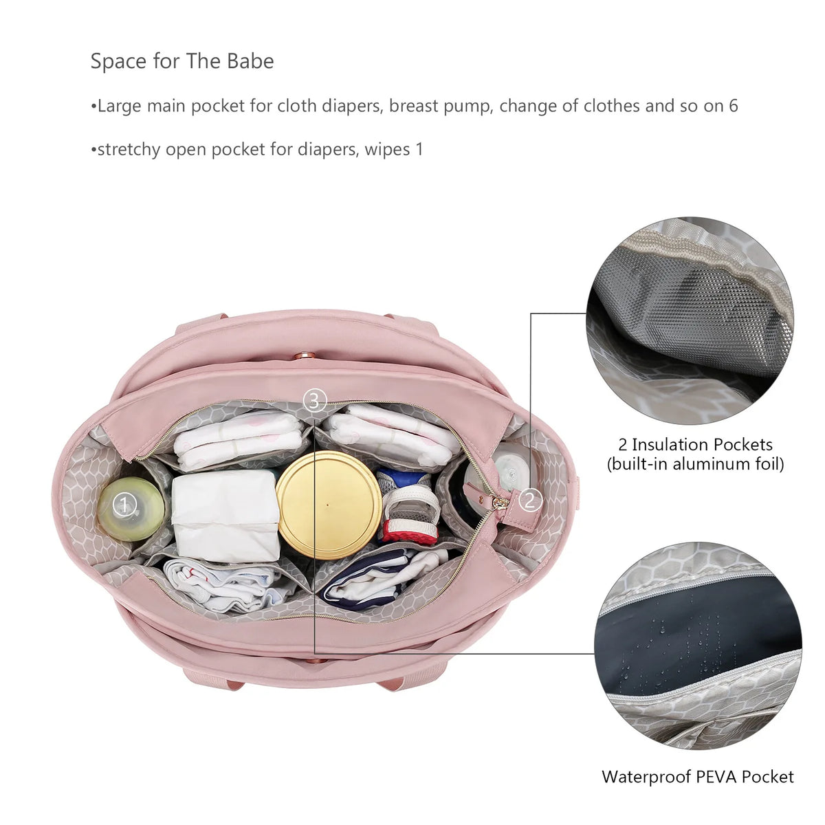 Waterproof Diaper Bag with Multiple Pockets for Parents