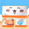 A white plush keychain charm shaped like a cute animal face with pink accents, featuring a swimming ring design.