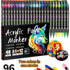 A set of 96 dual-tip acrylic paint markers in various colors and tips for art and crafts.