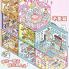 Colorful miniature 3D house scene stickers for journaling and scrapbooking featuring cute animals and detailed interiors