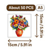 A square illustration of a vibrant floral arrangement in an orange pot, suitable for an A5 size jigsaw puzzle.