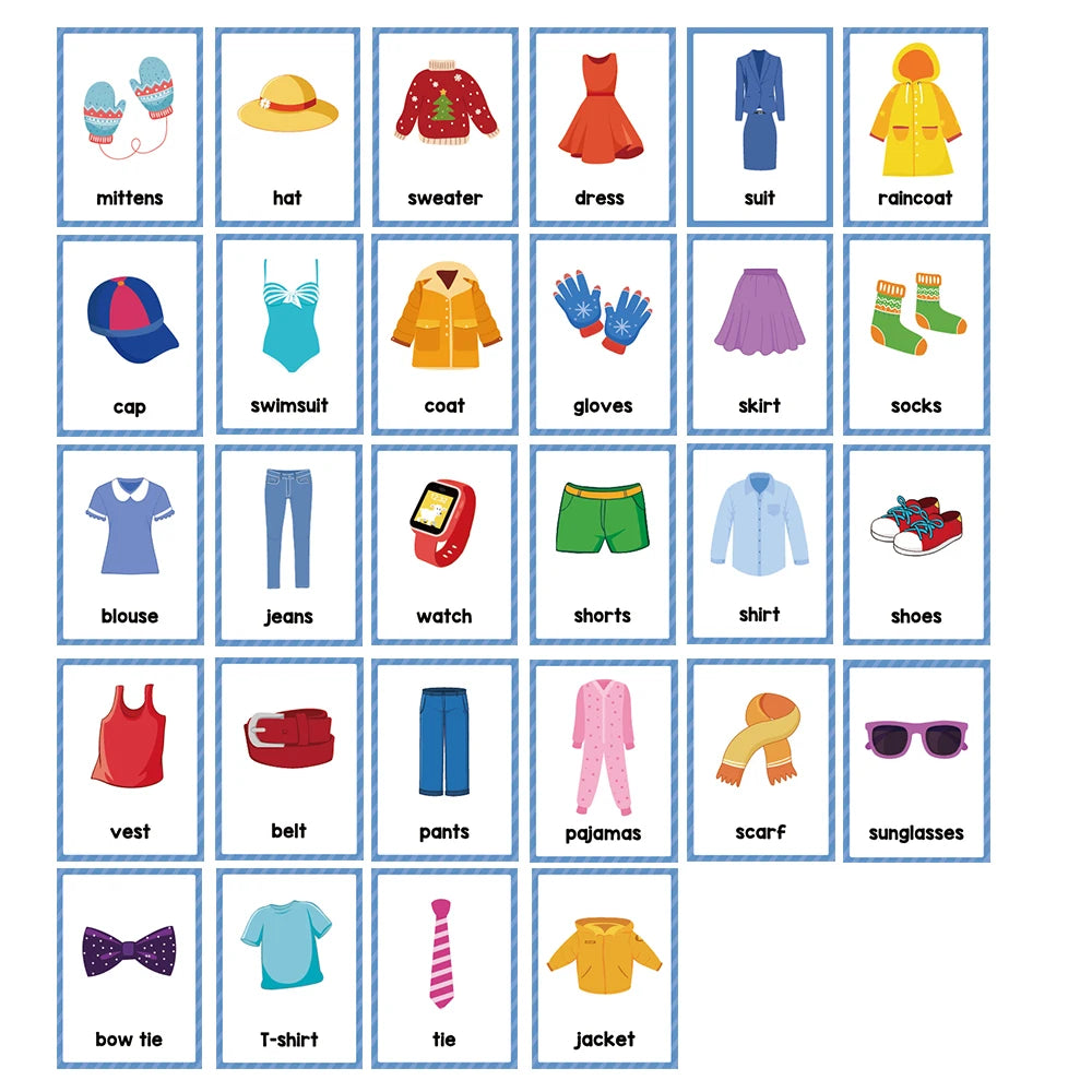 Montessori English Word Learning Cards for Kids