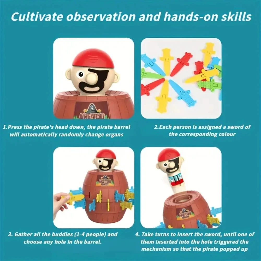 Pirate Jumping Board Game — Lucky Barrel Action Game for Family Fun