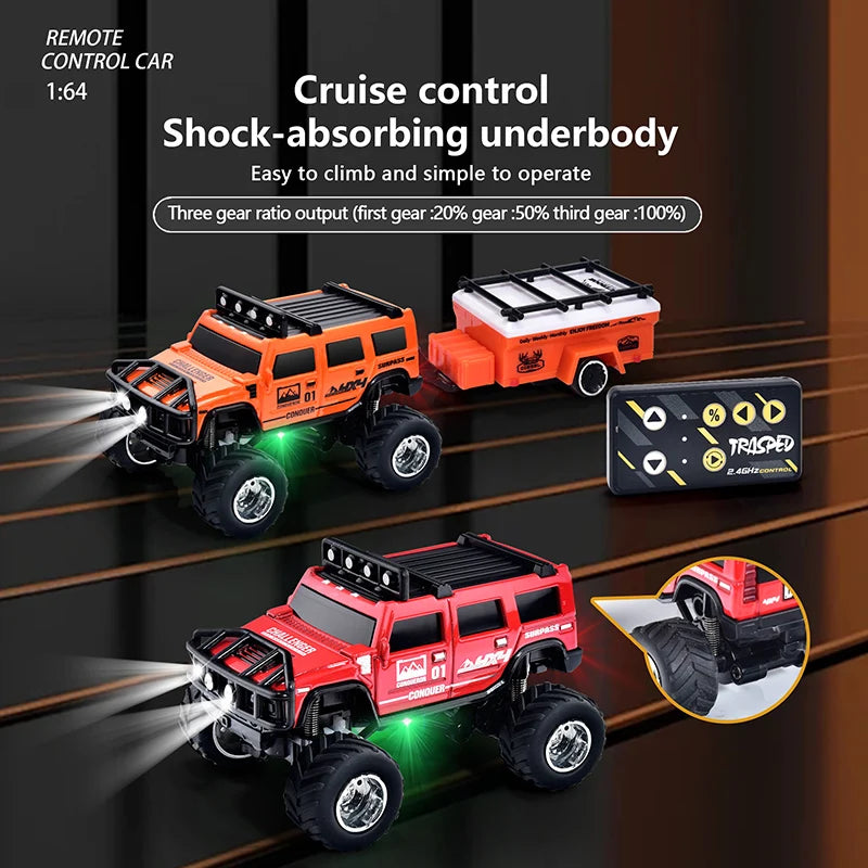 Mini 1:64 Scale Remote Control Off-Road Truck - Dual-Mode with Cruise Control