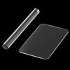 A clear acrylic clay roller and sheet set shown against a black background.