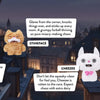 A collection of plush toys featuring cats and other animals with various expressions and textures.