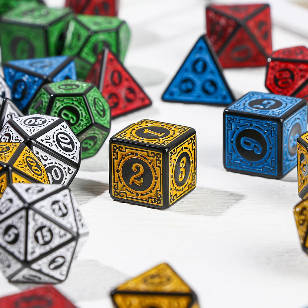 7-Piece Polyhedral Dice Set with Dual-Color Design for RPG and Tabletop Games