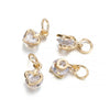 Gold-toned rhinestone heart charms for jewelry making, shown as separate pieces.