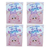 Two pink and purple collectible blind box figures of baby elephants with bows and keychains.