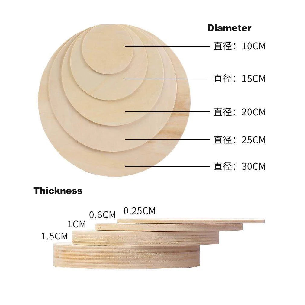 Round Solid Wood Sheets for DIY Crafts and Home Decor