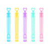 Five mini bubble wands in blue, yellow, purple, and pink for party favors