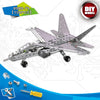 A silver metal engineering vehicle building kit featuring a model airplane structure and included screwdriver tools.