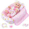 Adorable 8-Inch Silicone Baby Doll with Pink Outfit and Sleeping Bag