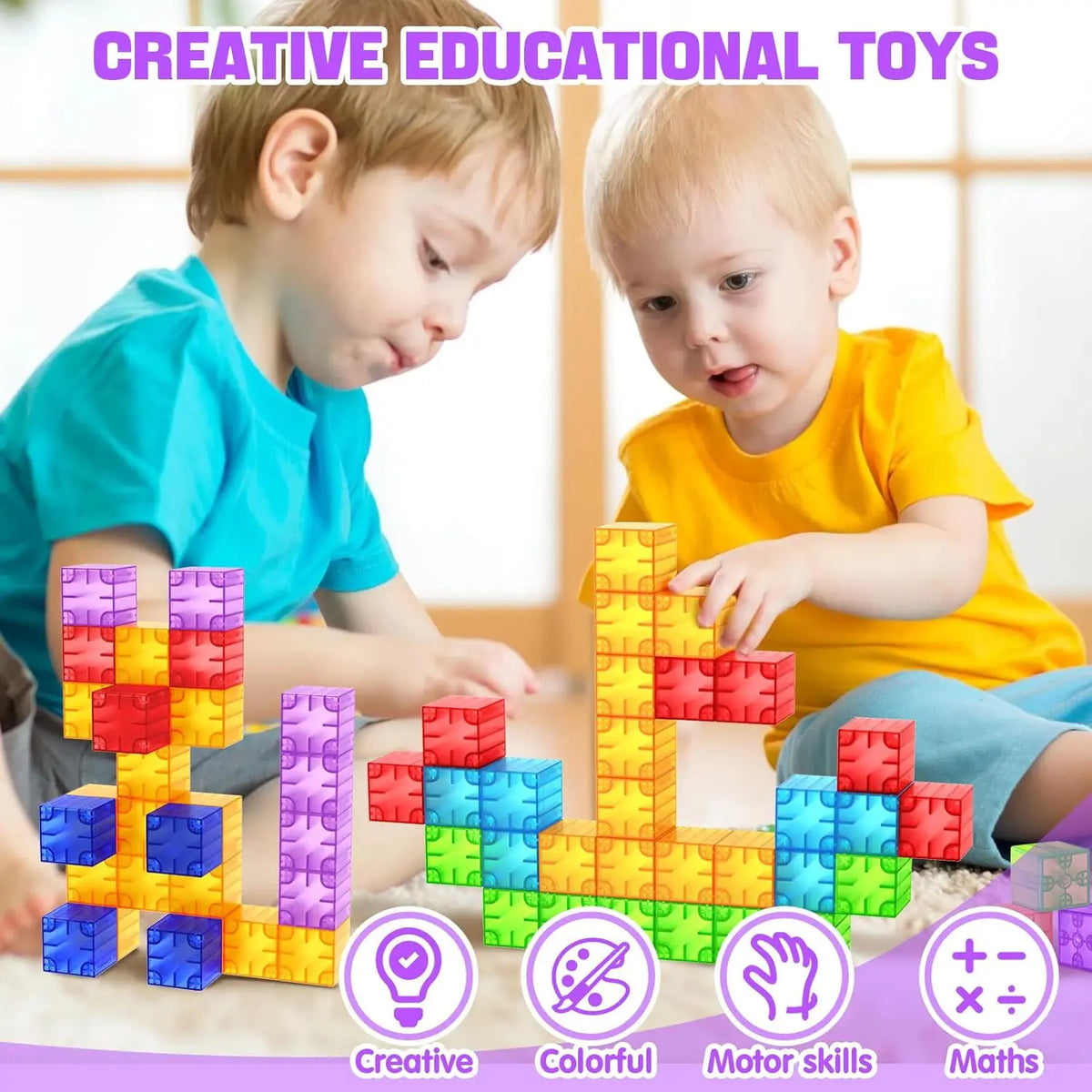 Transparent Magnetic Building Cubes – STEM Learning Construction Set for Kids