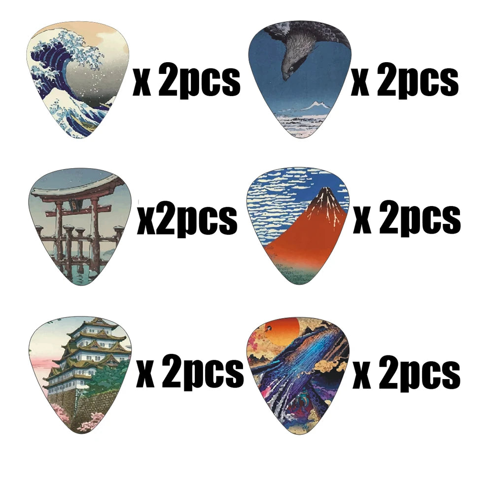 Japanese Culture Themed Guitar Picks Set (12-Pack)
