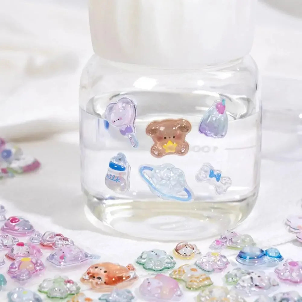 3D Jelly Sticker Pack – Cute Cartoon Animals & Ghosts for DIY Decor